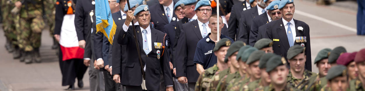 Veterans in a march-past.