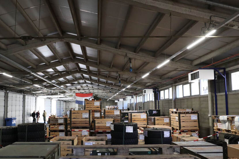 Rows of loaded pallets at Kamp Soesterberg.