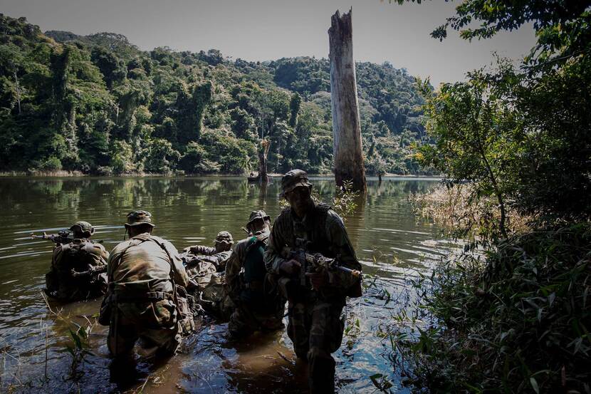 Jungle training on archive photo.