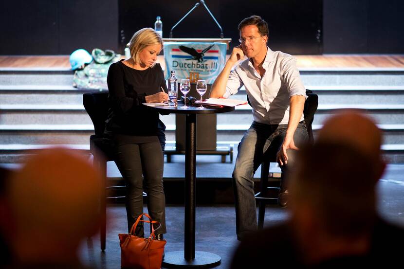 Amersfoort 17 October 2015. Archive photo. Prime Minister Mark Rutte and former Defense Minister Jeanine Hennis-Plasschaert in conversation with veterans of Dutchbat III.