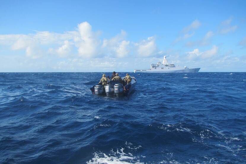 Drug bust at sea in the Caribbean.