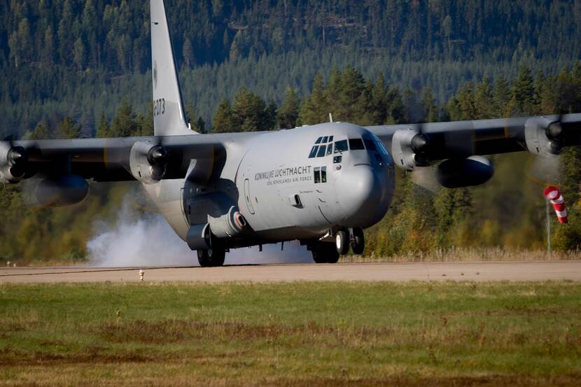 A C-130 Hercules transport aircraft.