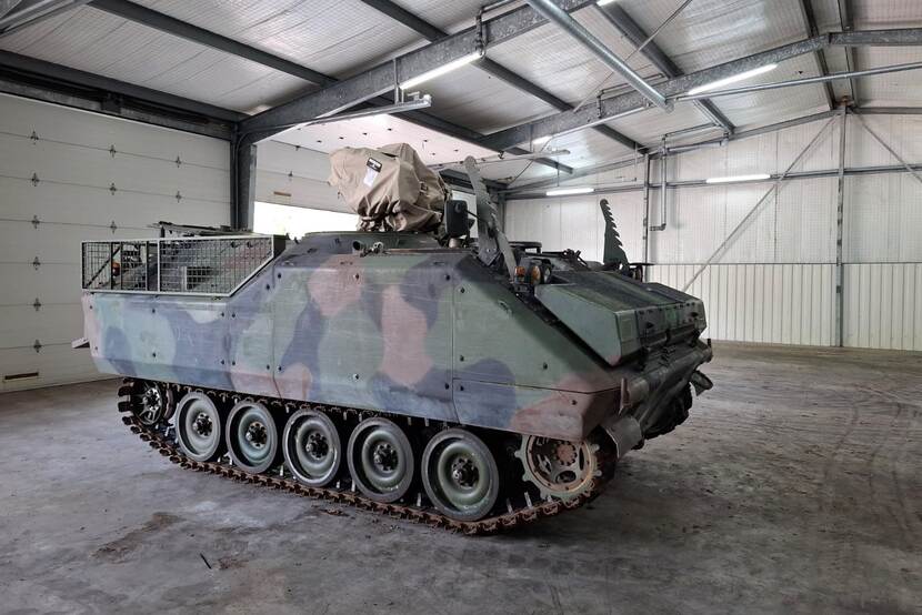 YPR armoured vehicle in a hanger
