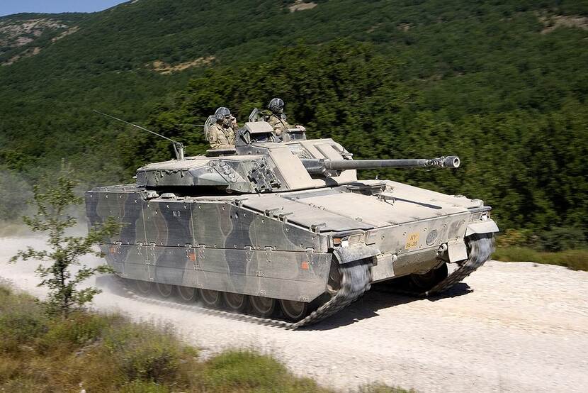 A CV90 infantry fighting vehicle.