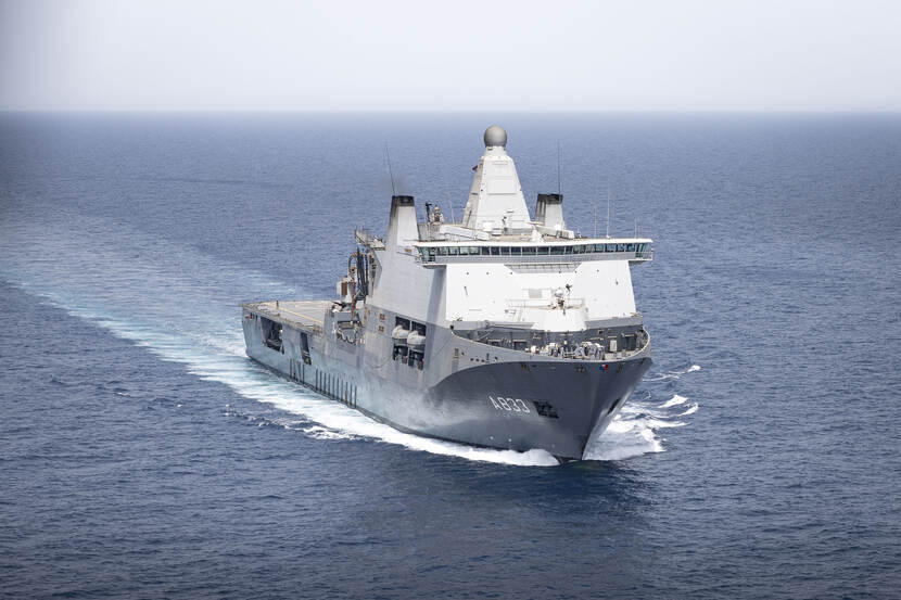 The Karel Doorman on sea.