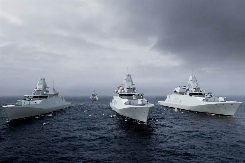 Artist impression of 3 frigates for anti-submarine warfare.