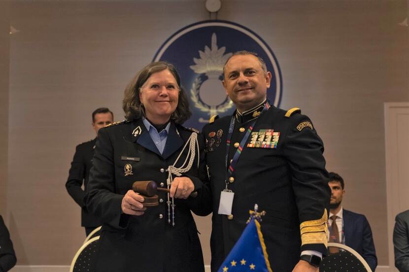 Lieutenant General Annelore Roelofs takes over the chair’s gavel from Portugal.