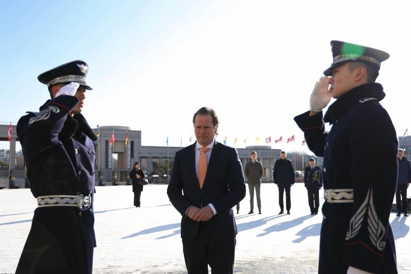 State Secretary for Defence Gijs Tuinman during a ceremony in Asia.