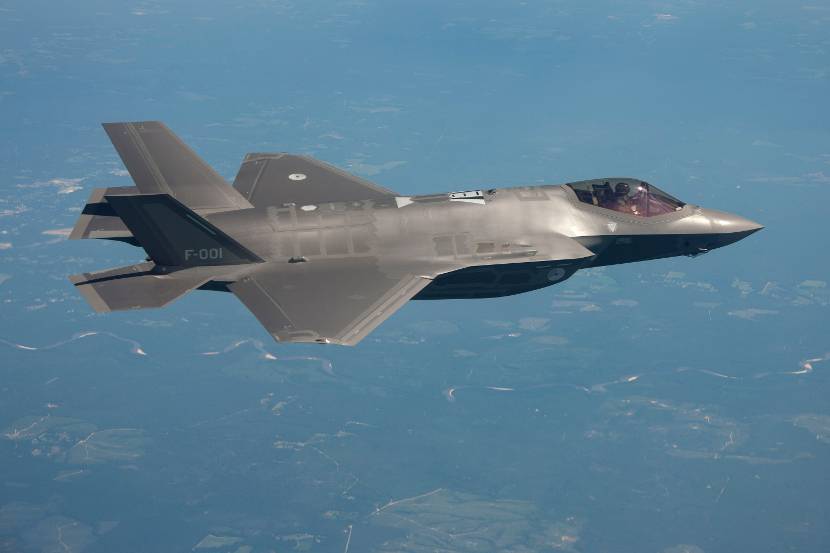 F-35 Lightning II in the air.