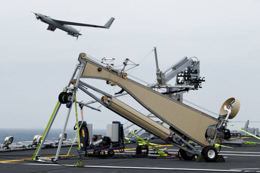 ScanEagle being launched from HNLMS Rotterdam. Photo: Netherlands Ministry of Defence.