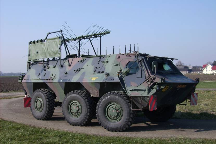 Fuchs armoured vehicle (EW - electronical warfare). For the time being there also is an NBC-version (nuclear, biological, chemical) in use.