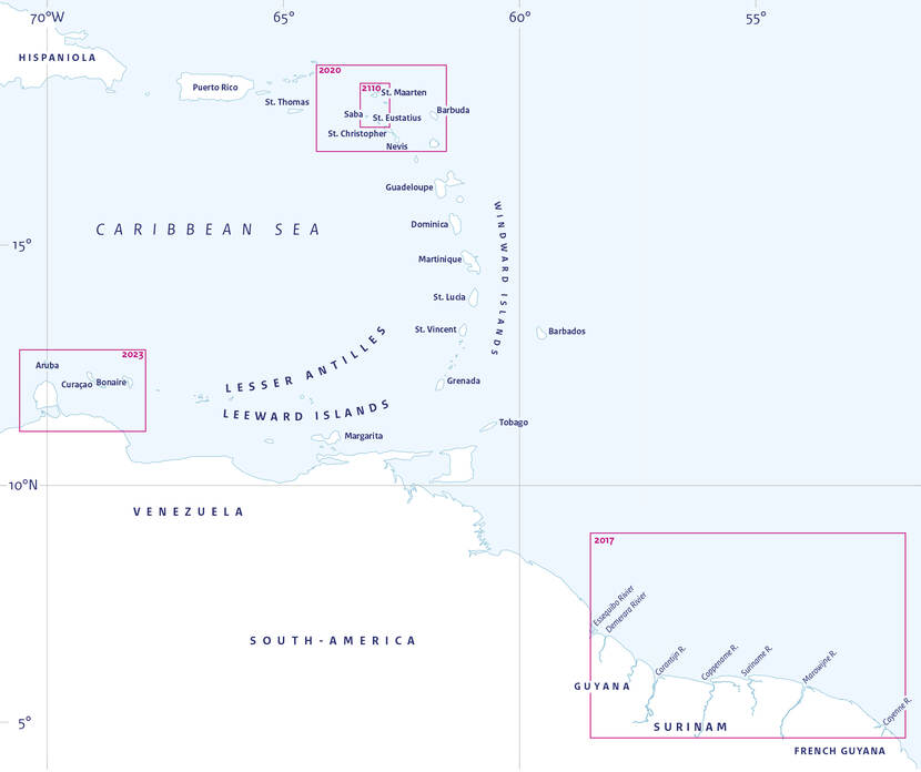 Nautical chart of the Caribbean.