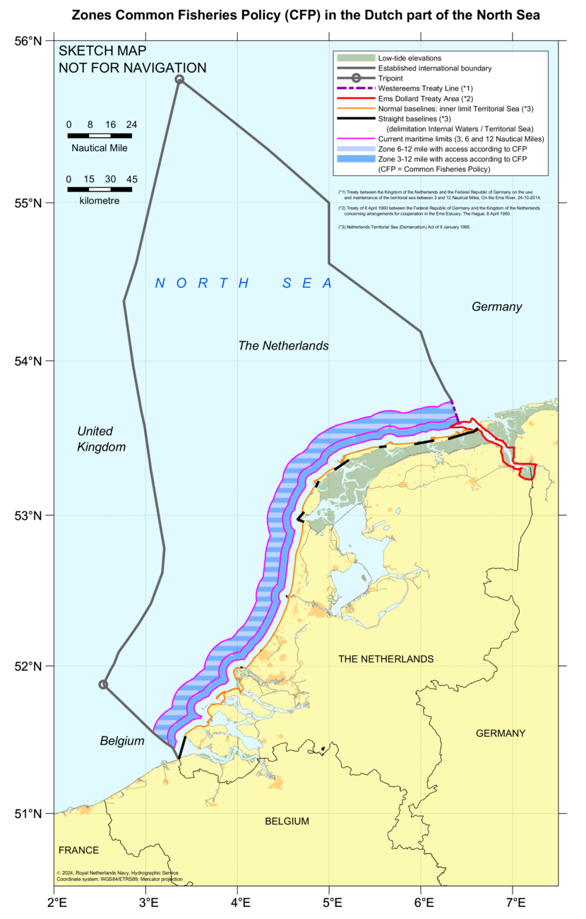 Chart: zones according to the Common Fisheries Policy in the Dutch Part of the North Sea.