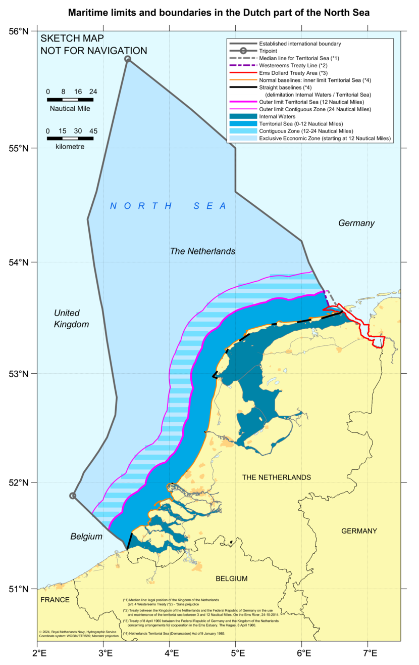 Chart: maritime zones in the Dutch part of the North Sea.