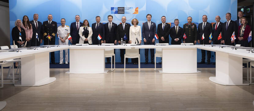 NATO allies signing during the NATO Summit Defence Industry Forum