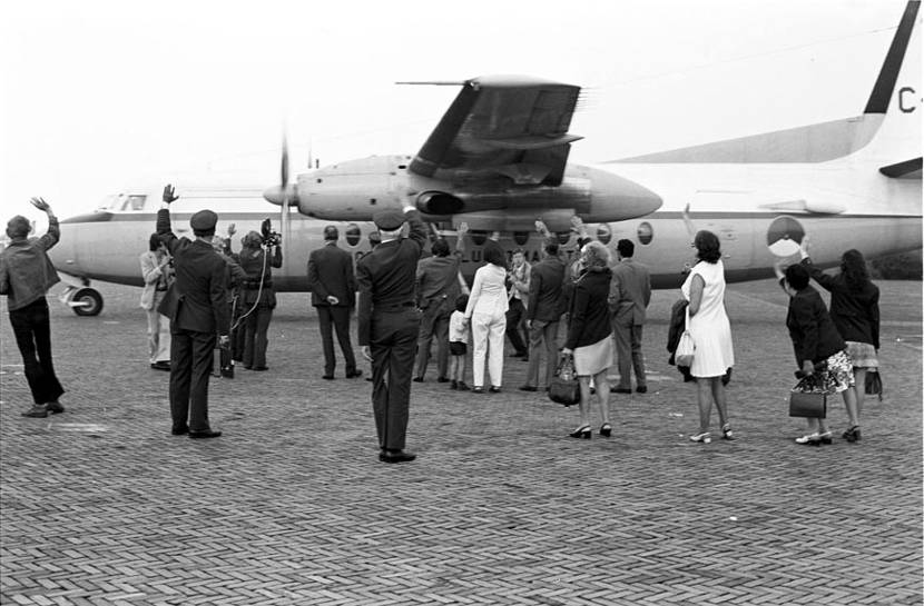 Familiy and friends say goodbye to the crew of the C-12.