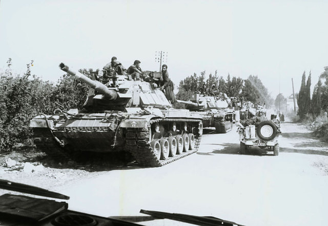 June 1982: Operation Peace for Galilee. Israeli M-48 tanks move into southern Lebanon without taking much heed of the UNIFIL forces.