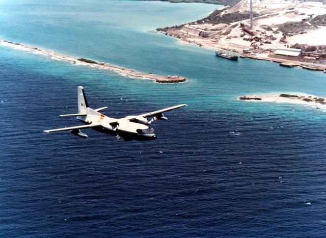 An F-27 from 336 Squadron over the Red Sea.