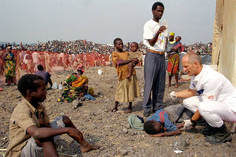 How should the international community intervene? Images of mass human suffering – such as this one of the refugee camp for Rwandan refugees in the Zairian town of Goma in 1994 – provoked that question.
