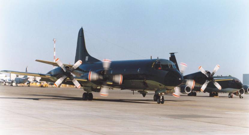 An Orion patrol aircraft ready for take-off at Sigonella naval air station.