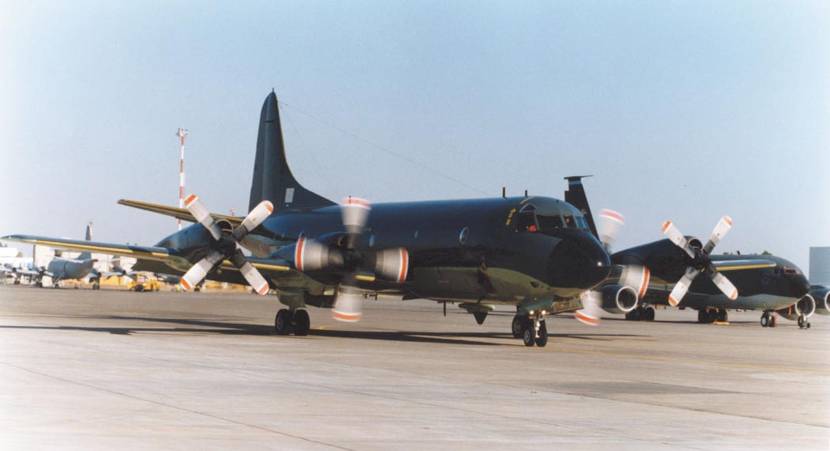 An Orion patrol aircraft ready for take-off at Sigonella naval air station.