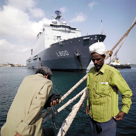 HNLMS Rotterdam moored in the port of Massawa (Eritrea).