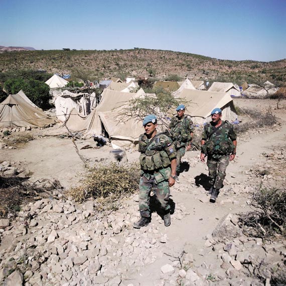 On patrol in the May Saygla refugee camp.