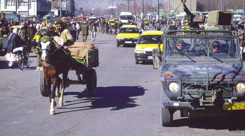 A busy shopping street in Kabul.