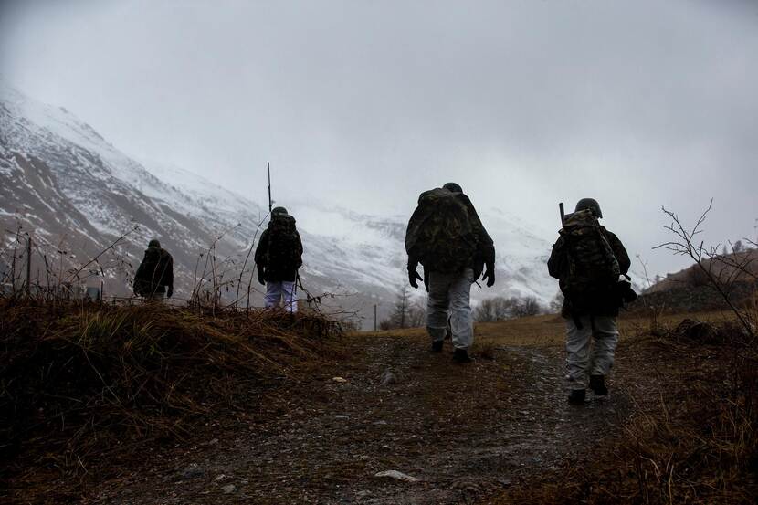 Militairen in de Alpen.